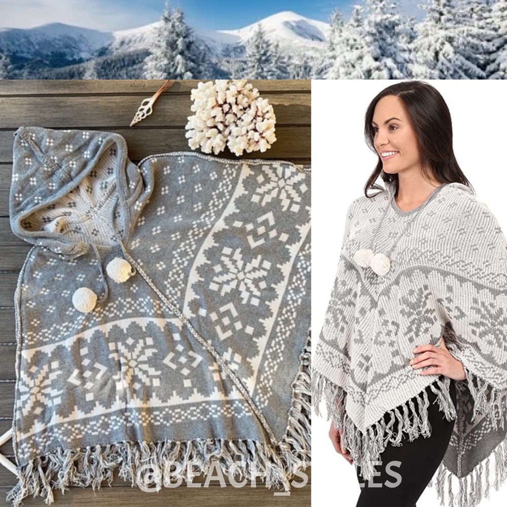 🔆PJ SALVAGE🔆 NATURAL PONCHO SWEATER REVERSIBLE - Picture 11 of 16